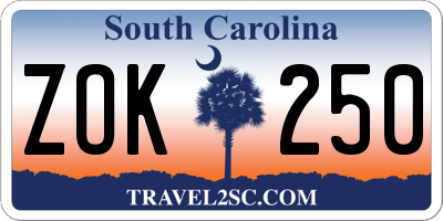 SC license plate ZOK250