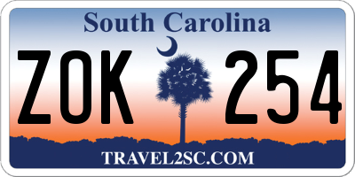 SC license plate ZOK254
