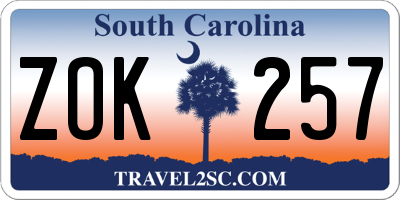 SC license plate ZOK257