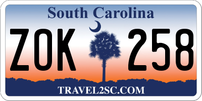 SC license plate ZOK258