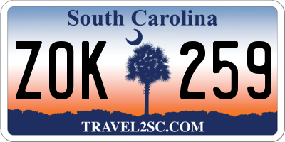 SC license plate ZOK259