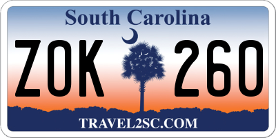 SC license plate ZOK260