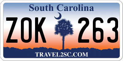 SC license plate ZOK263