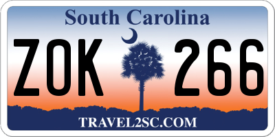 SC license plate ZOK266