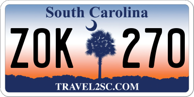 SC license plate ZOK270