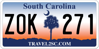 SC license plate ZOK271