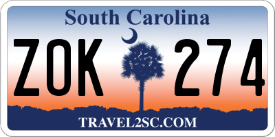SC license plate ZOK274