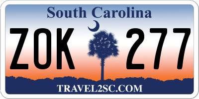 SC license plate ZOK277