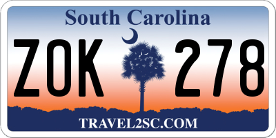 SC license plate ZOK278