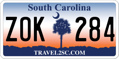 SC license plate ZOK284