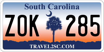 SC license plate ZOK285
