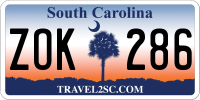 SC license plate ZOK286