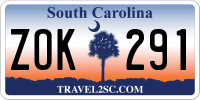 SC license plate ZOK291