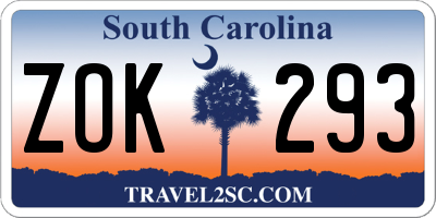 SC license plate ZOK293