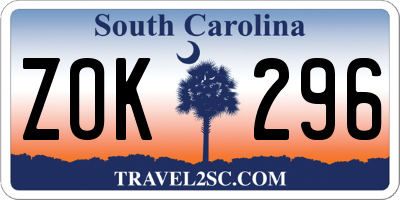 SC license plate ZOK296