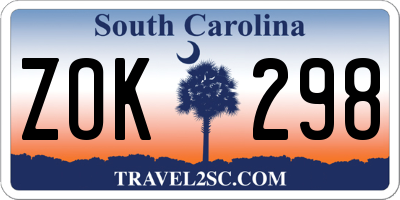 SC license plate ZOK298