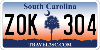 SC license plate ZOK304