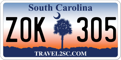 SC license plate ZOK305