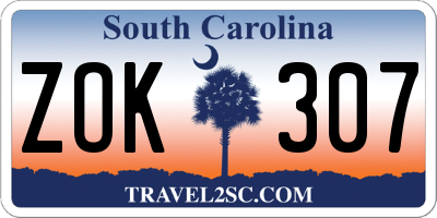 SC license plate ZOK307