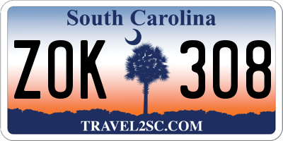 SC license plate ZOK308