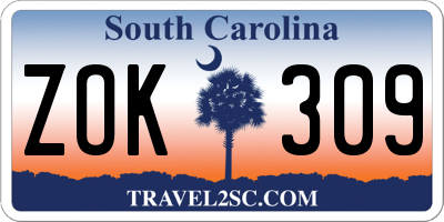 SC license plate ZOK309
