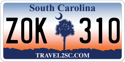 SC license plate ZOK310