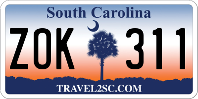 SC license plate ZOK311