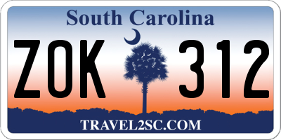 SC license plate ZOK312