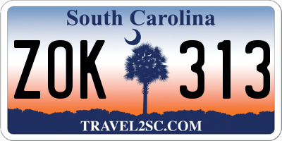SC license plate ZOK313