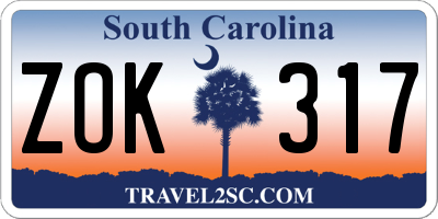 SC license plate ZOK317