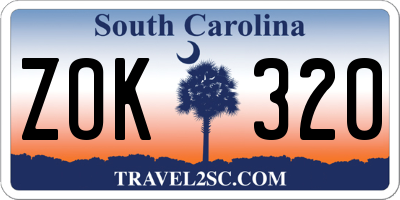 SC license plate ZOK320