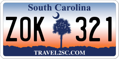 SC license plate ZOK321