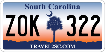 SC license plate ZOK322