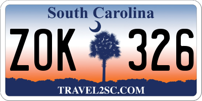 SC license plate ZOK326