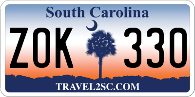 SC license plate ZOK330