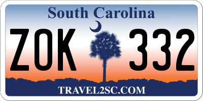 SC license plate ZOK332