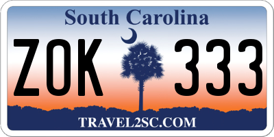 SC license plate ZOK333
