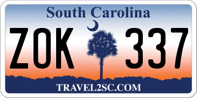 SC license plate ZOK337