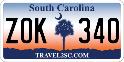 SC license plate ZOK340