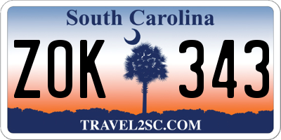 SC license plate ZOK343