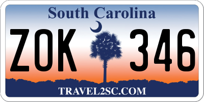 SC license plate ZOK346