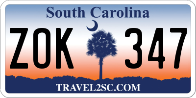 SC license plate ZOK347