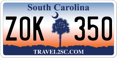 SC license plate ZOK350