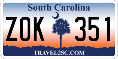 SC license plate ZOK351