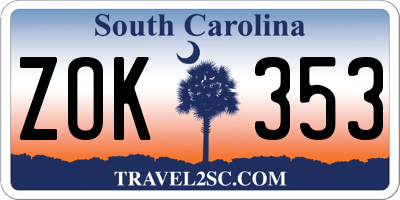 SC license plate ZOK353