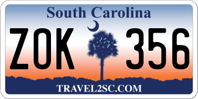 SC license plate ZOK356