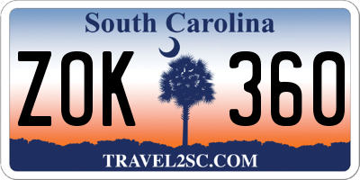 SC license plate ZOK360