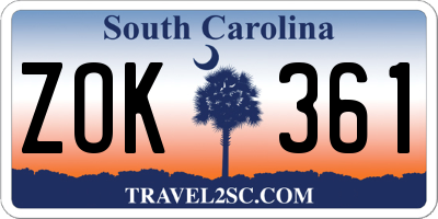 SC license plate ZOK361