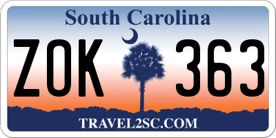 SC license plate ZOK363