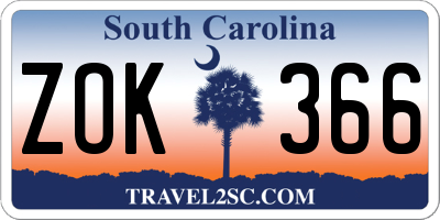 SC license plate ZOK366